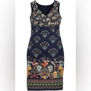 Disney Fantasia Sleeveless  Blue V-Neck Faux Wrap Sheath Dress 1X NWT